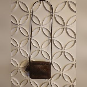 VINTAGE Ganson Bronze Woven Leather crossbody bag,  like new